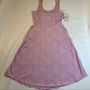 NWT Pact S Organic Cotton Blend Tie Back Fit & Flare Dress Wild English Lavender